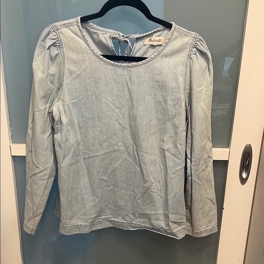 Madewell Light Blue Denim Long Sleeve Top, Lightweight Top, M, Madewell top